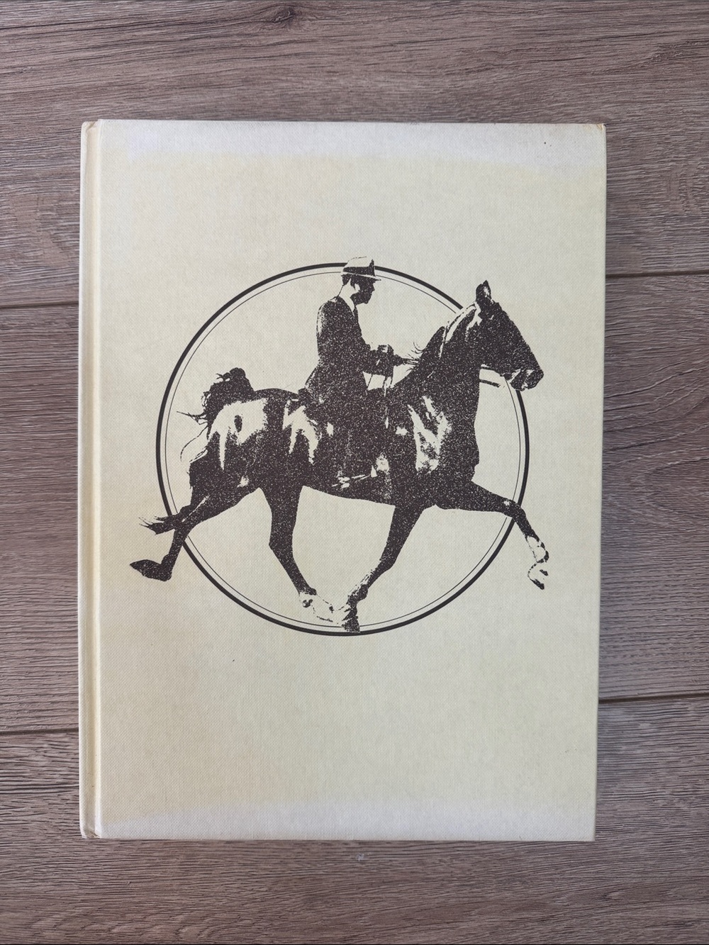 Vintage Equestrian Hardback Book with Horse Illustration - Cream & Black Vintage
